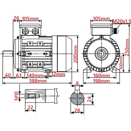 SILNIK ELEKTRYCZNY ŁAPOWY 4kW 400/690V 1430obr WAŁEK 28mm 3-FAZOWY